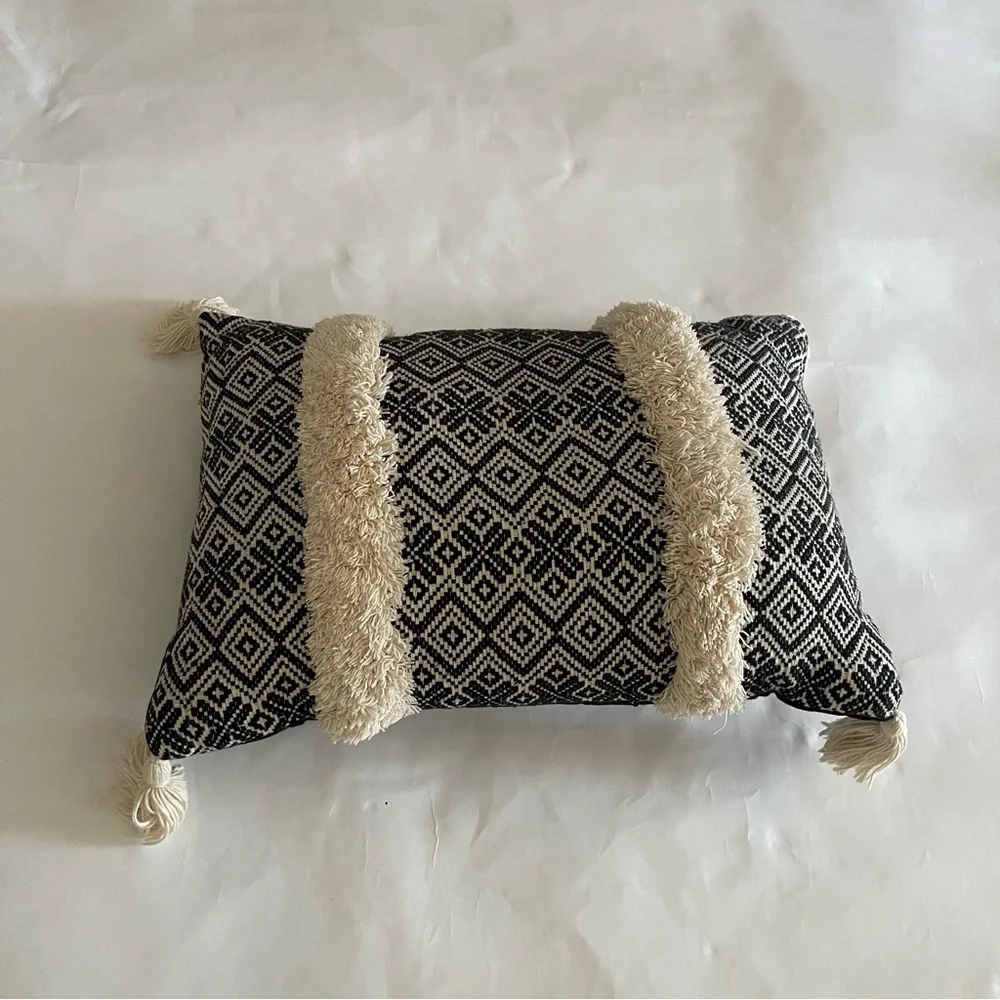 Stylish Black and Cream Geometric Pillow